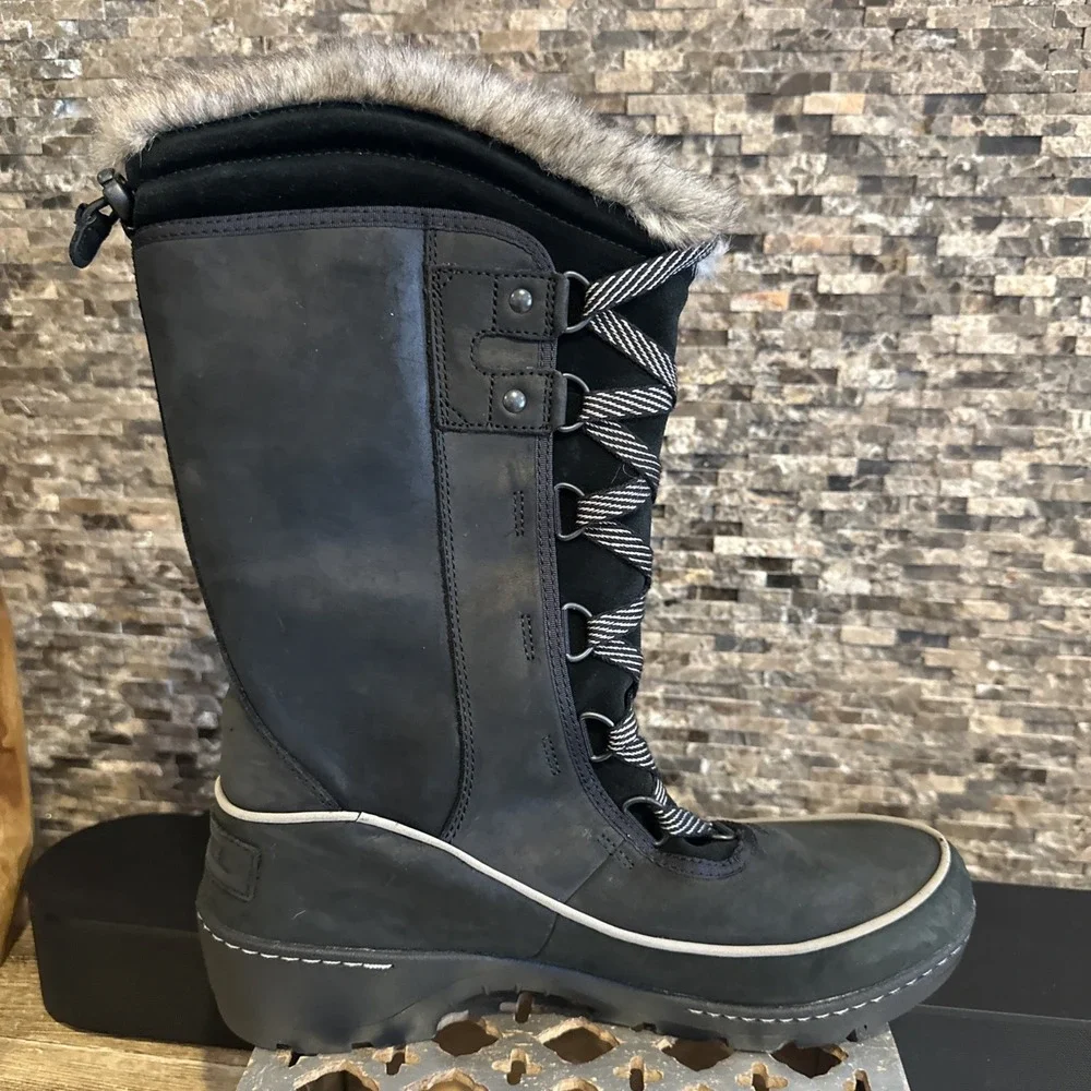 SOREL Women's Tivoli IV Waterproof Black Tall Winter Boot Size 10 Worn‎ 1X